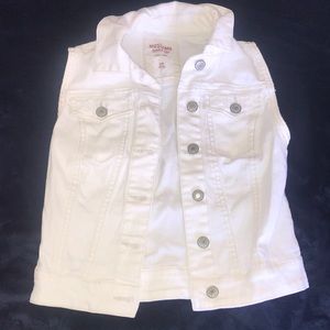 White Denim Button Down Vest